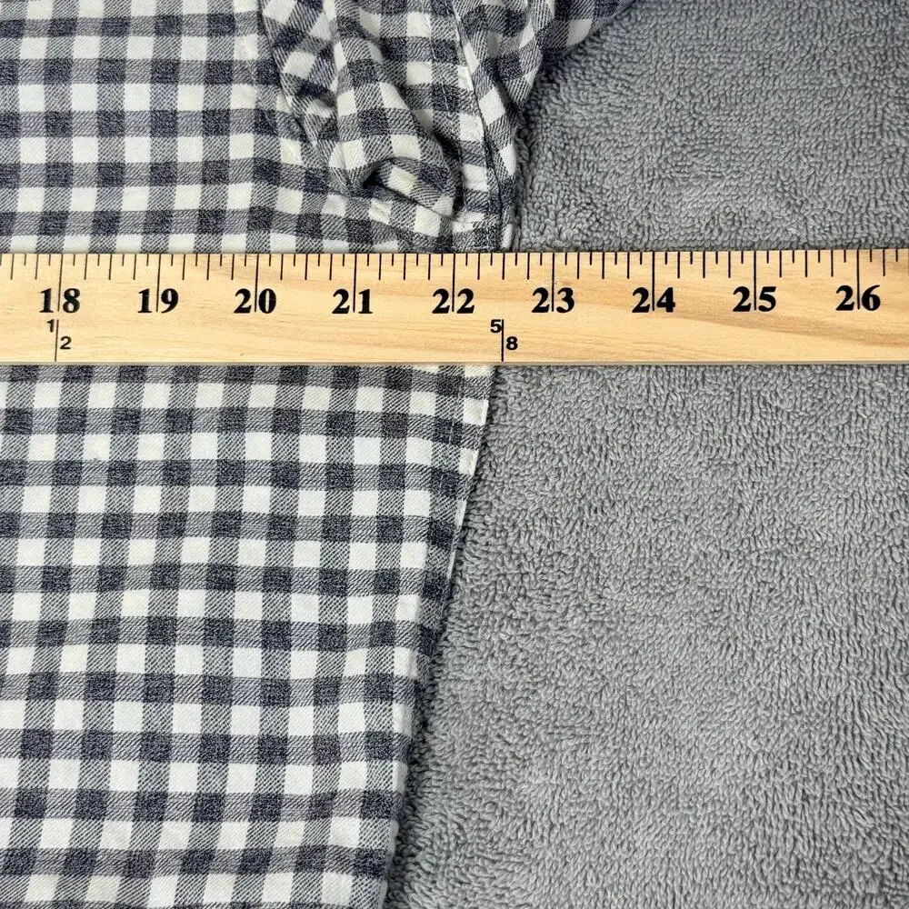 Banana Republic Luxe Flannel Shirt Men's M Tall Gray Gingham Camden Fit